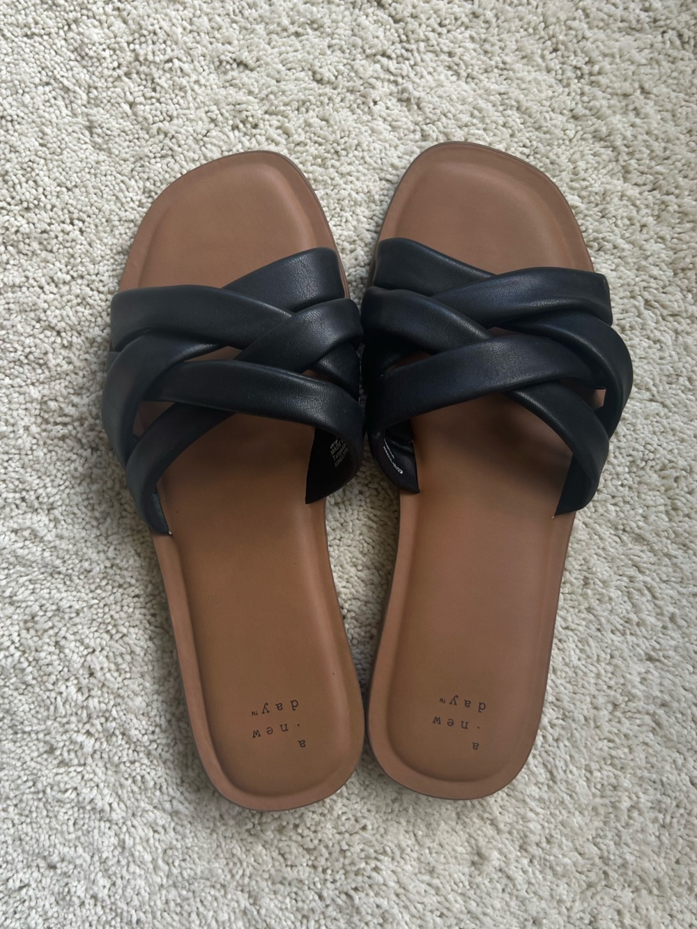 Black Braided Slide Sandals